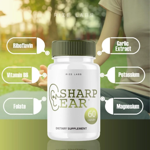 What is SharpEar hearing formula shown as a daily capsule designed to support ear health